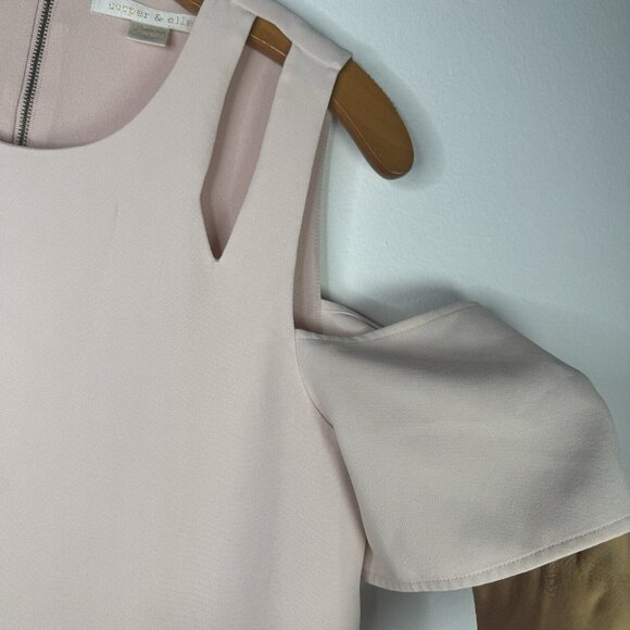 Cooper & Ella Women's Top Size L Zipper Light Dusty Pink Cold-Shoulder Polyester - Picture 4 of 8
